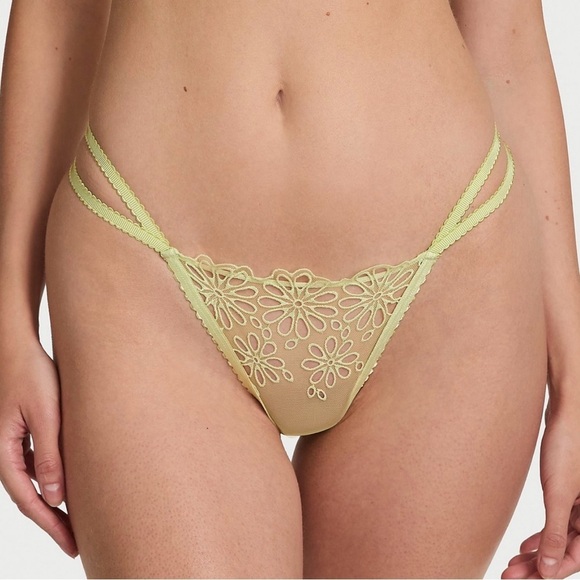 💖 Victoria's Secret Eyelet Mesh Strappy String Thong Panty - Picture 1 of 3